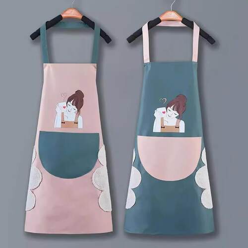 Waterproof and oil-resistant kitchen apron with a neck strap