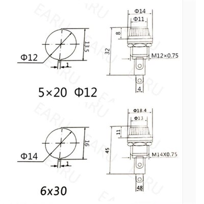 5pcs/lot 5*20 6*30 mm Glass Fuse Holders 5x20 6x30 Insurance