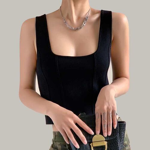 Summer design sense short sleeveless babes blouse with squar