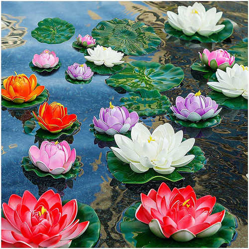 3/6/8pcs Artificial Floating Lotus Flowers Floating Pond Dec