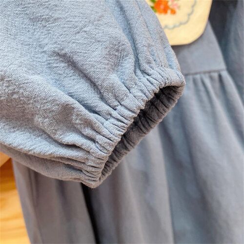 2023 New Spring Autumn Long Sleeve Lapel Casual Dress Embroi