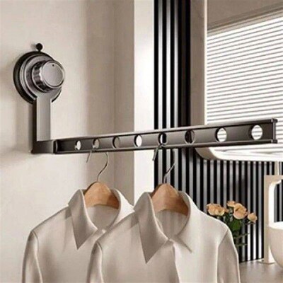 Space Aluminum Suction Cup Clothes Drying Rack Non-Punching