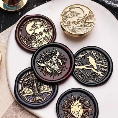Crow Witch Element Pattern Wax Seal Stamp Head Retro Stamp S
