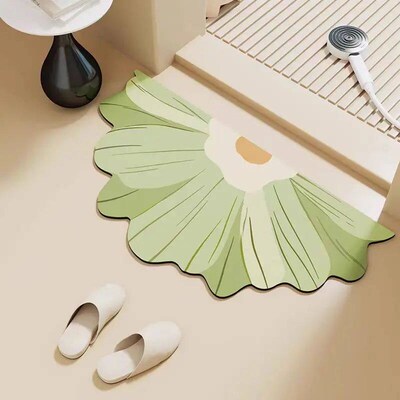 Half circular bathroom floor mat, diatomaceous earth absorbe