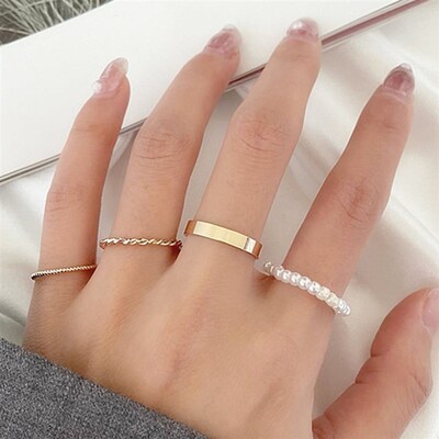 personality ins simple pearl rings elegant joints ring 戒指