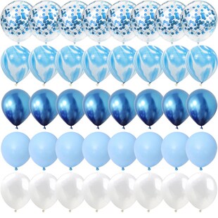 Set Agate Confetti Pcs Balloo Silver Blue Balloons Marble