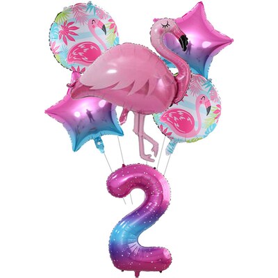 6pcs/lot Rainbow Flamingo Balloon Ball Globos 40inch Number