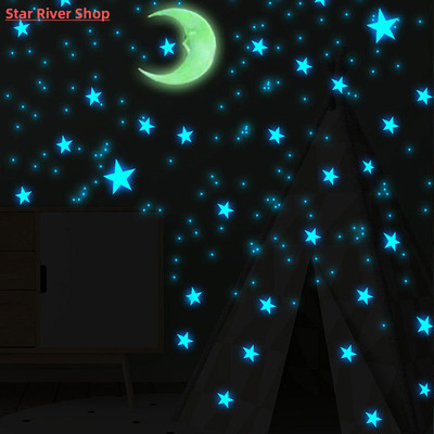 111Pcs Star And Moon Combination 3D Wall Sticker Living Room