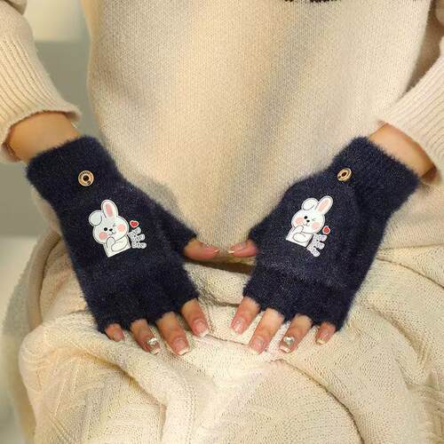 Gloves, student warmth, yarn, half finger gloves