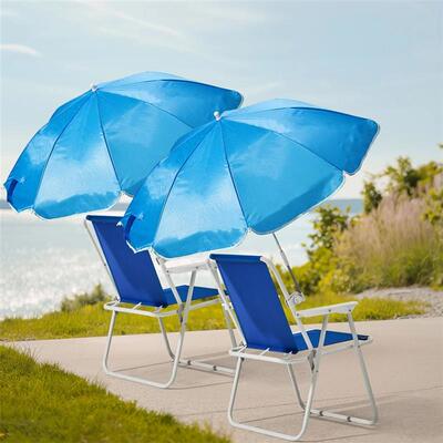 Folding Beach Chair with Umbrella for Adults, Lightweight Po