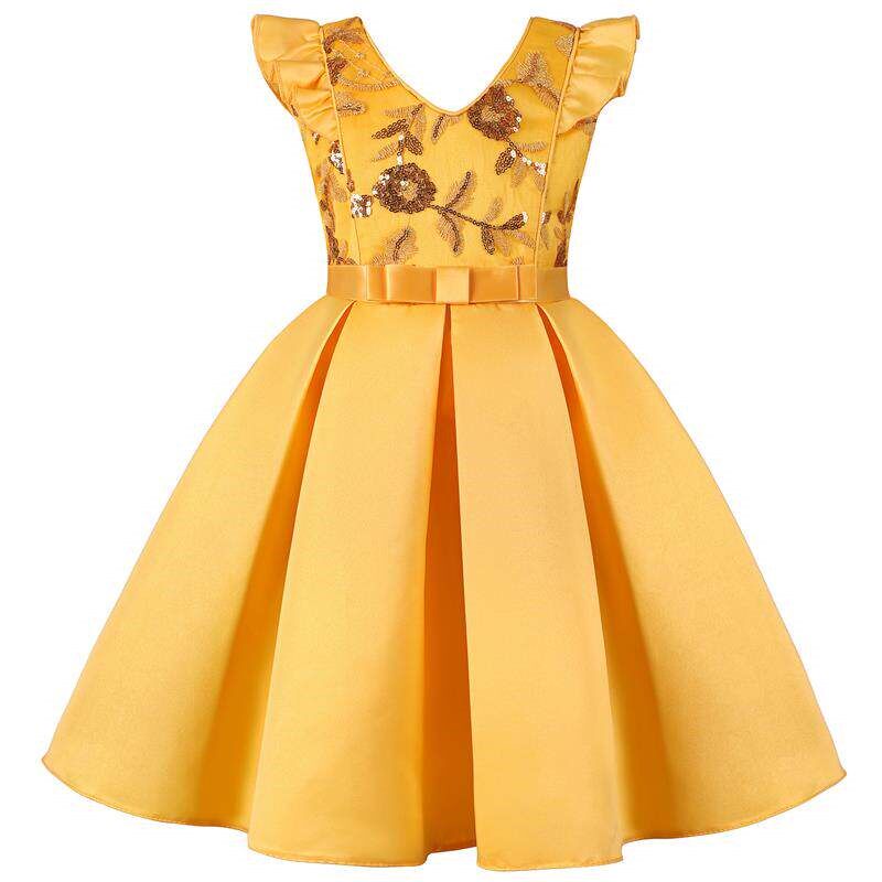 Girl Flower Sequins Christmas Dress for Kids Birthday Prince图片