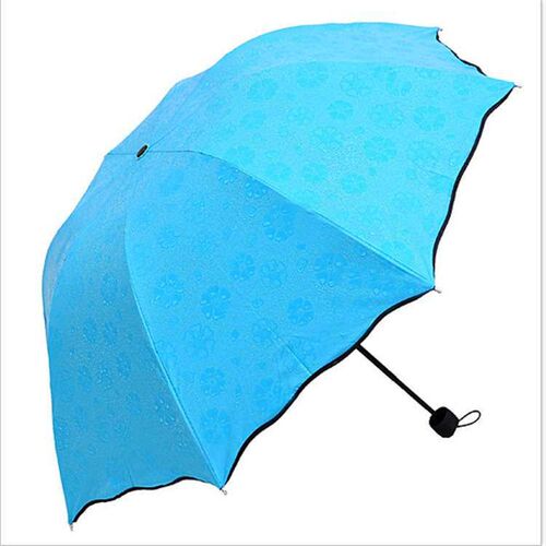 Three-fold water flowering umbrella sunny umbrella black rub