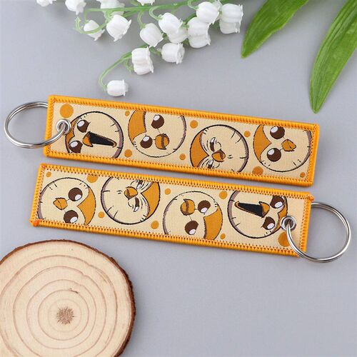 Cute Squirrel and Owl Embroidery Key Tag Alien Key Fobs Keyc