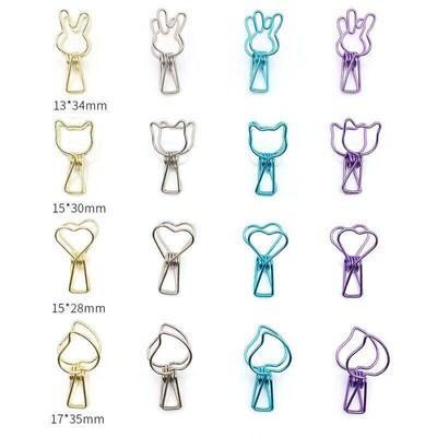 6PCs/Set Hollowed Out Design Metal Binder Clip Long Tail Cli