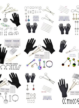 Body Piercing Kit With Needle Pack Nose Septum Belly Button