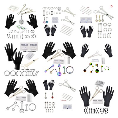 Body Piercing Kit With Needle Pack Nose Septum Belly Button