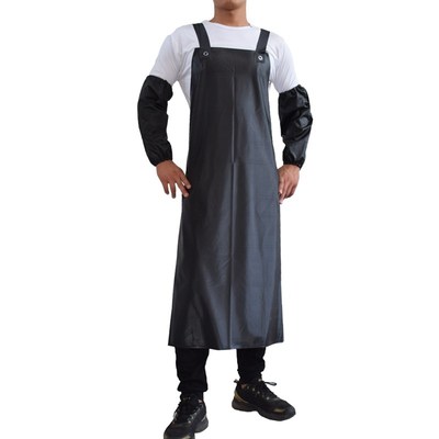 皮革围裙袖装男加大加长防水防油水产食堂工厂上班专用工作服