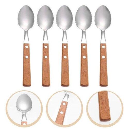 6 Pcs Household Ice Spoon Wooden Handle Western Food Coffee