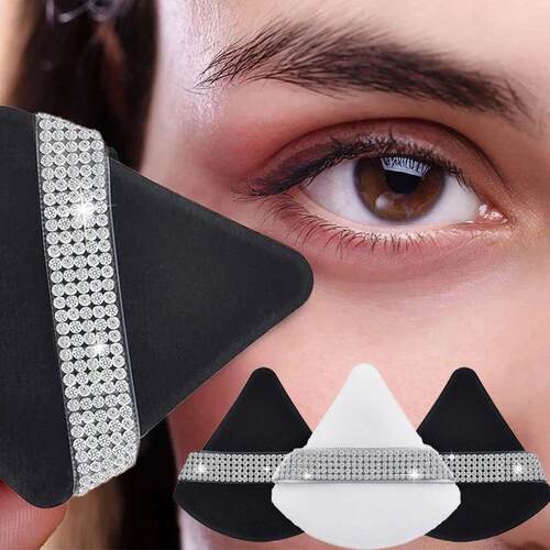 Diamond Triangle Velvet Setting Puff Ribbon Detail Powder Sp