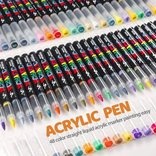 12/24/36/48 Color Acrylic Paint Pen Markers Brush Tip Paint