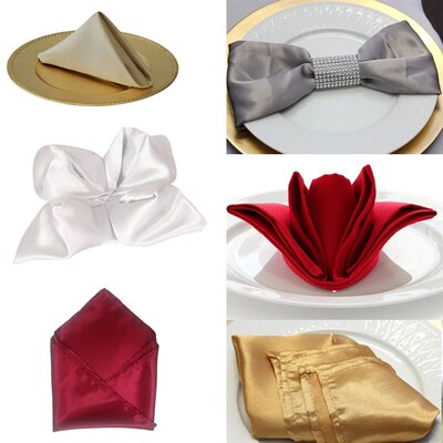 Soft Satin Table Napkins Wedding Party Dinner Table Pink Whi