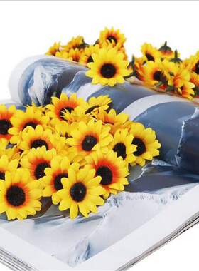 100pcs Lifelike Artificial Plastic Yellow Sunflower Heads Ho
