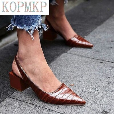 Genuien Leather Vintage Pointed Toe Women Shoes Pumps Spring