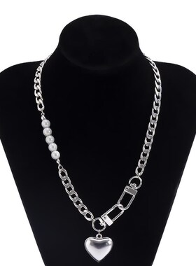 Salircon Punk Stainless Steel Heart Pendant Necklace for