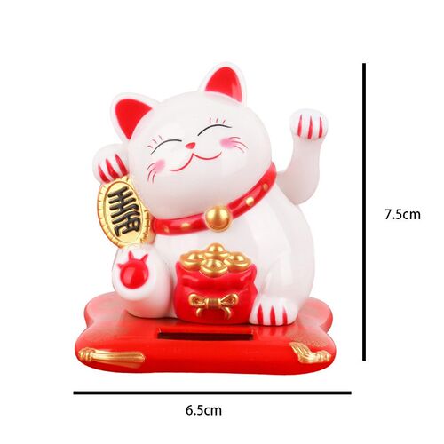 Solar Powered Maneki Neko Waving Arm Beckoning Fortune Cat L