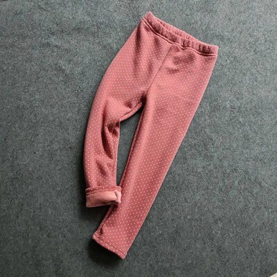 Polka Dot Thickened Warm Childrens Girls Pants Girls Straig