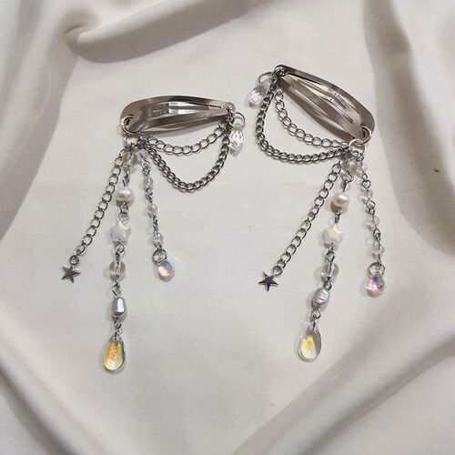 Star water drop pearl hairpin alt cute beaded handassembled