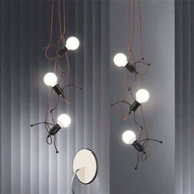 Little Man Hanging Lamp E27 Iron Swing Pendant Light