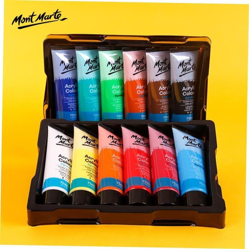 montamrte颜料 acrylic colour paint 24色丙烯颜料盒装