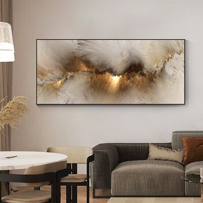 Grey Yellow Cloud Abstract Art Oil Painting Posters And Prin