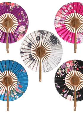 Japanese Sakura Flower Pocket Folding Hand Fan Round Circle