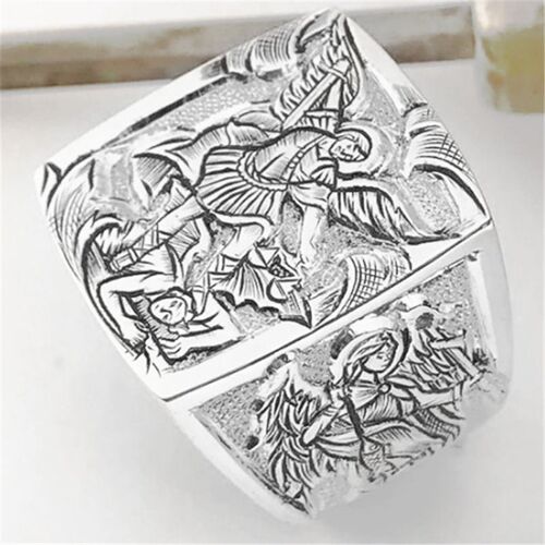 Vintage Angel Mythology Memorial Ring for Men Western Style