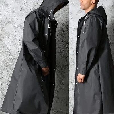 Black Fashion Adult Waterproof Long Raincoat Women Men Rain