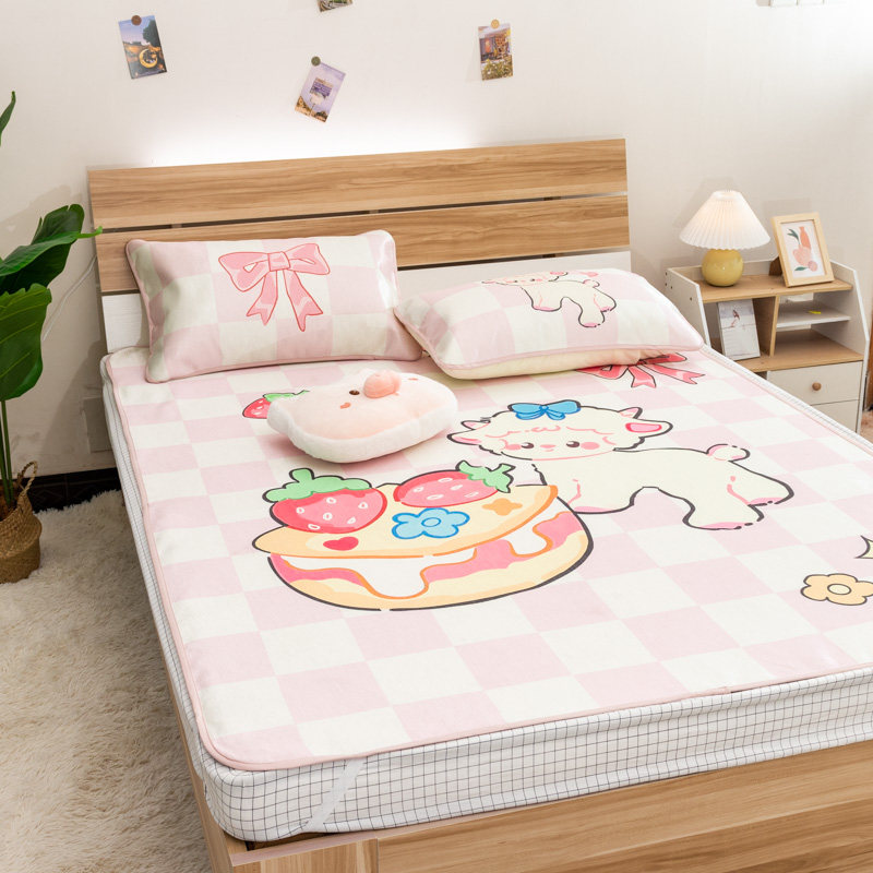 夏季印花凉感冰丝席三件可折叠裸睡空调软席单人卡通凉席床品,床上用品,冰丝席,淘宝优惠券,粉丝福利购,淘宝优惠卷