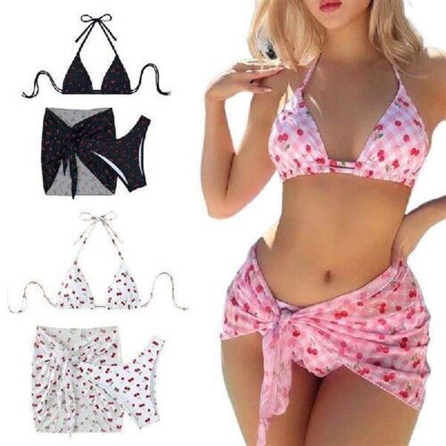 3PCS Women Print Swimsuit with Beach Coverup, Two Pieces