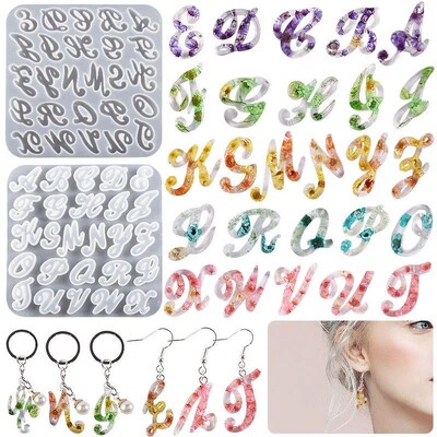 Keychain Alphabet Silicone Mold DIY Letter Number Epoxy Resi