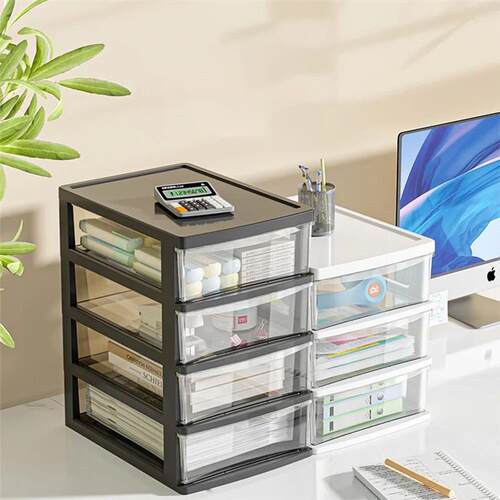 Clear Desktop Storage Box with Drawer Heightened Table Organ