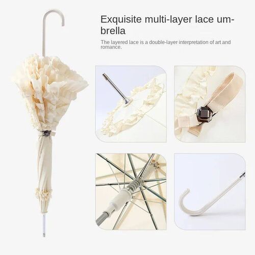 Cute Princess Lace Umbrella Long Handle Pagoda Parasol Gothi
