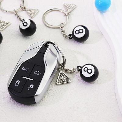 creative resin dice billiards keychain pendant骰子台球钥匙扣