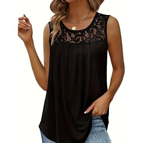 Summer Plus Size Womens Clothing Lace Trim Tank Top Casual R