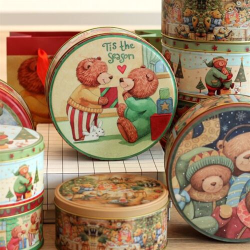 Empty Cookies Container Packaging Box Round BiscuitCandy Tin