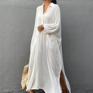 Swimsuit ver Up White Maxi Beach Dresses Kaftan Kimono Elega