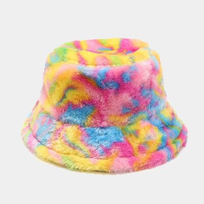 Autumn Winter Panama Hat Women Faux Fur Fisherman Hat Zebra