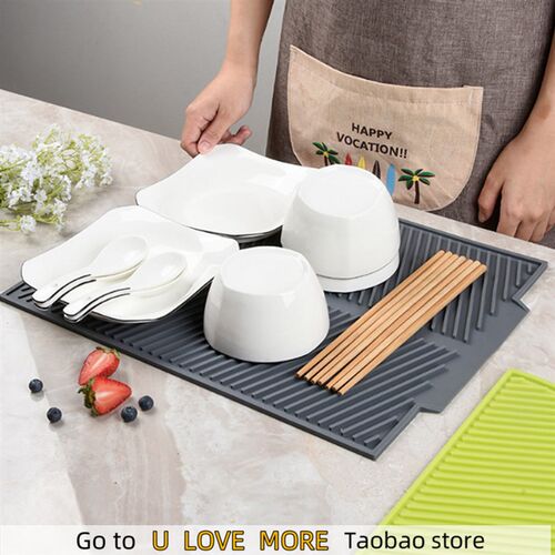 Silicone Square Dish Drying Mat Heat Resistant Draining Tabl