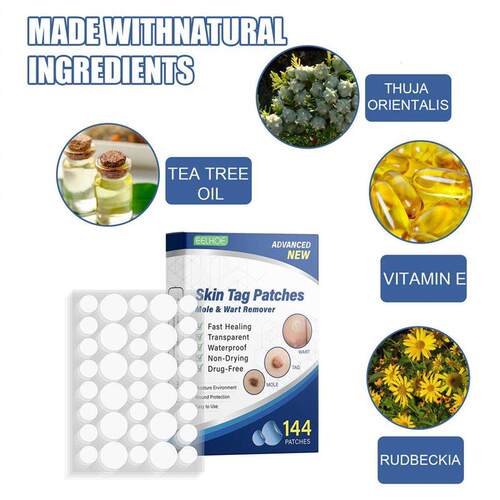 144Pcs Skin Tag Remover Patches Mole Wart Removing Sticker N