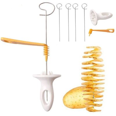 1Set Stainless Steel Plastic Rotate Potato Slicer Twisted Po